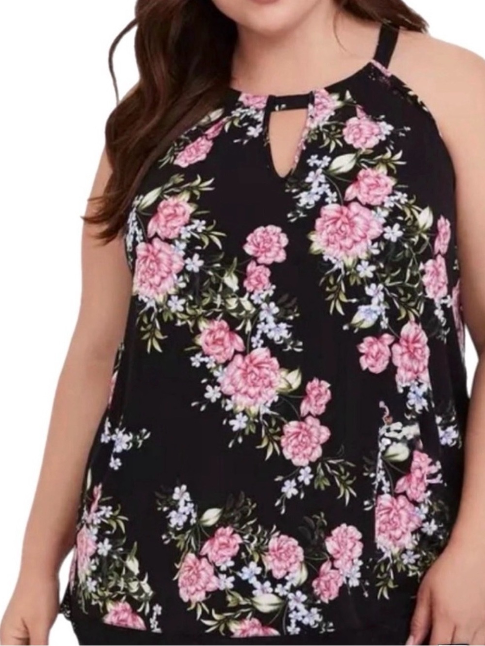 Torrid Whimsygoth Floral Plus Size Perfection Knit High Neck Keyhole Top Size 1 - Picture 1 of 6